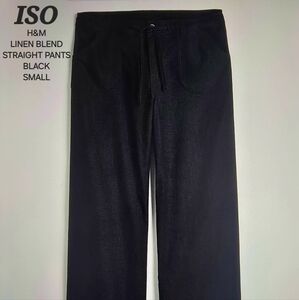 ISO: H&M LINEN BLEND STRAIGHT PANTS (BLACK)